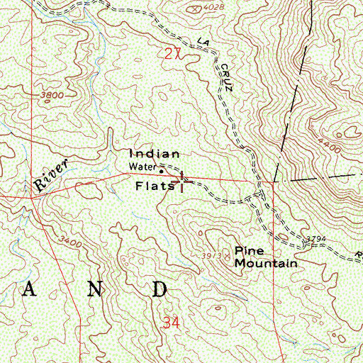 Topographic Map of Indian Flats Group Campground, CA