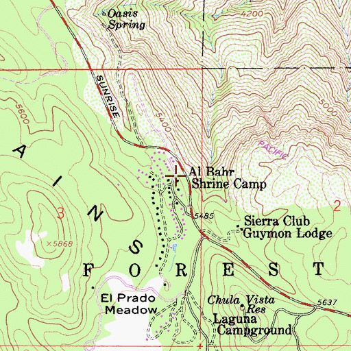 Topographic Map of Storm Canyon Vista Trailhead, CA