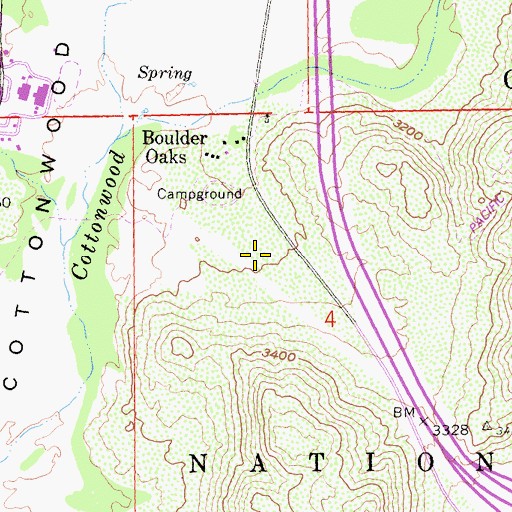 Topographic Map of Boulder Oaks Trailhead, CA