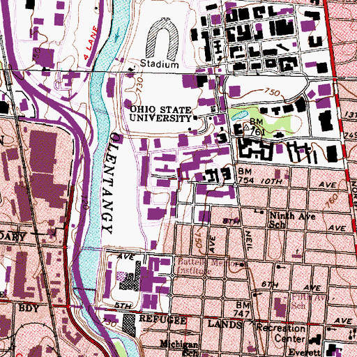 Topographic Map of Ohio State University Richard M Ross Heart Hospital, OH