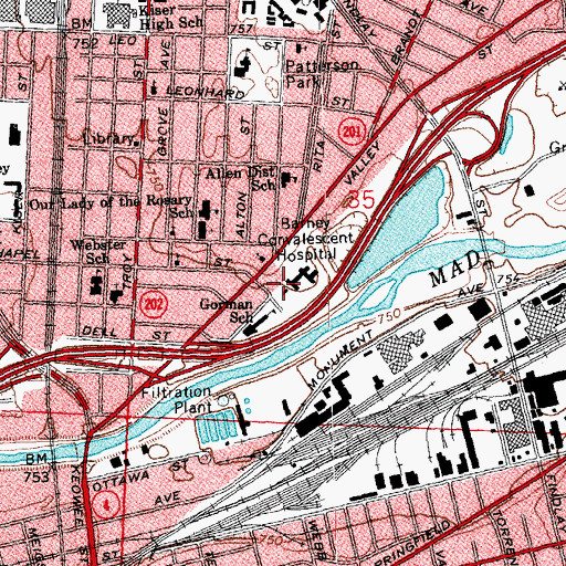 Topographic Map of Dayton Children's Medical Center, OH