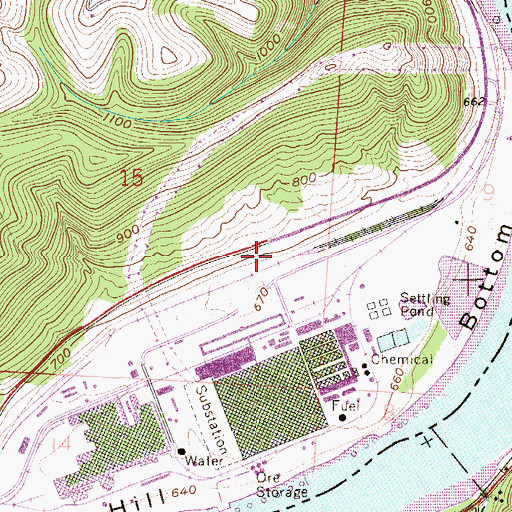 Topographic Map of Ormet Primary Aluminum Corporation, OH