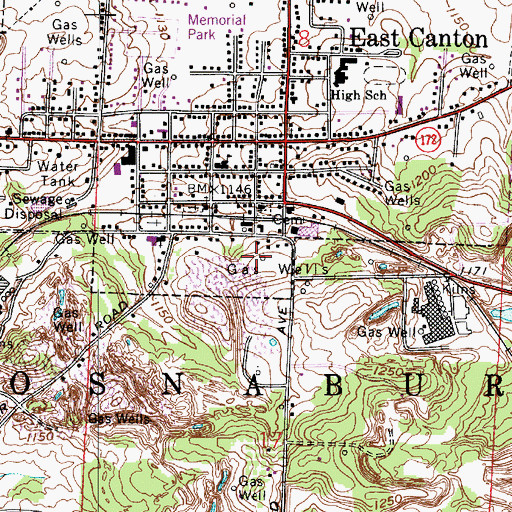 Topographic Map of Osnaburg Township Fire Department, OH