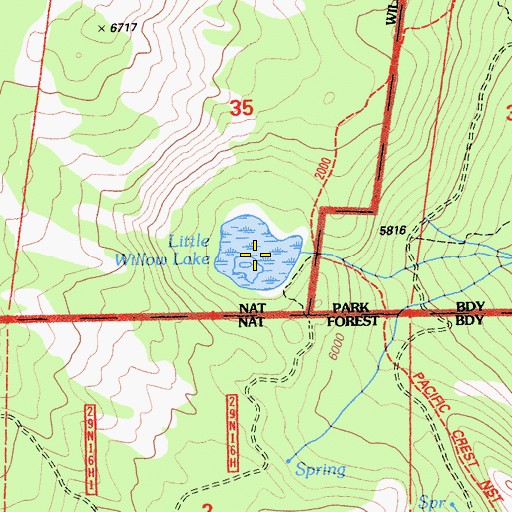 Topographic Map of Little Willow Lake, CA