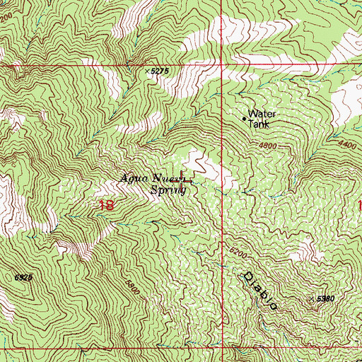 Topographic Map of Agua Nueva Spring, AZ