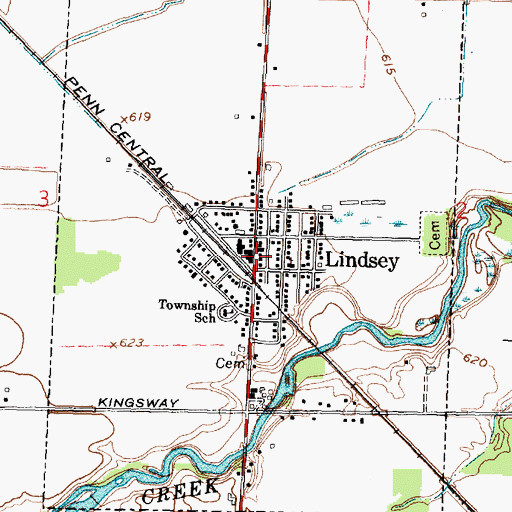 Topographic Map of Lindsey Volunteer Fire Department, OH