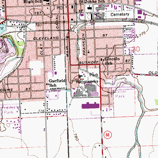 Topographic Map of Delphos Fire and Rescue Vehicle Storage, OH