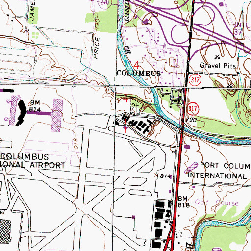 Topographic Map of Rural Metro Port Columbus International Airport Fire Department, OH