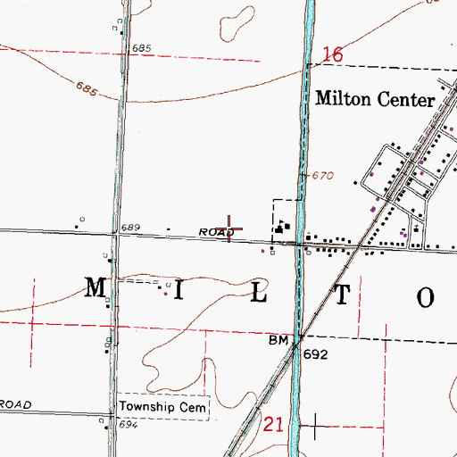 Topographic Map of Milton Township Fire District, OH