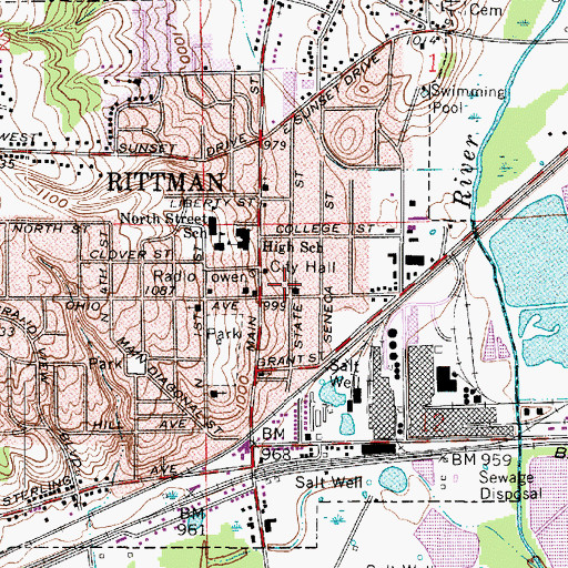 Topographic Map of Rittman Fire Department, OH