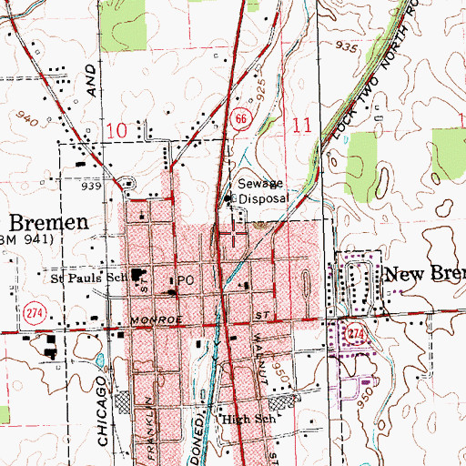 Topographic Map of New Bremen Fire Department, OH