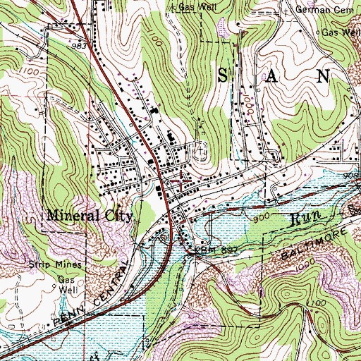 Topographic Map of Mineral City Volunteer Fire Department, OH