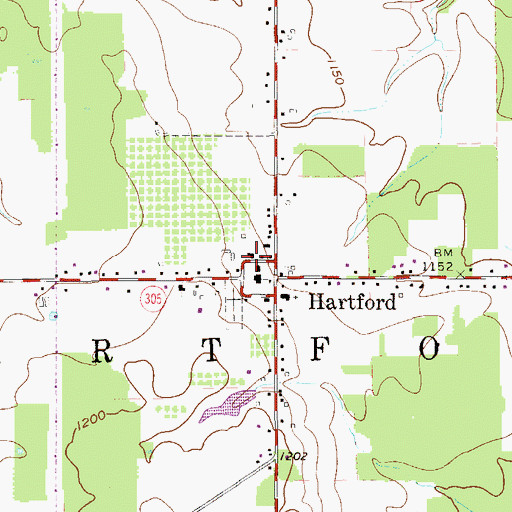 Topographic Map of Hartford Township Volunteer Fire Department, OH