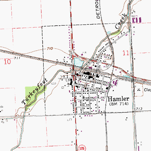 Topographic Map of Hamler Volunteer Fire Department, OH