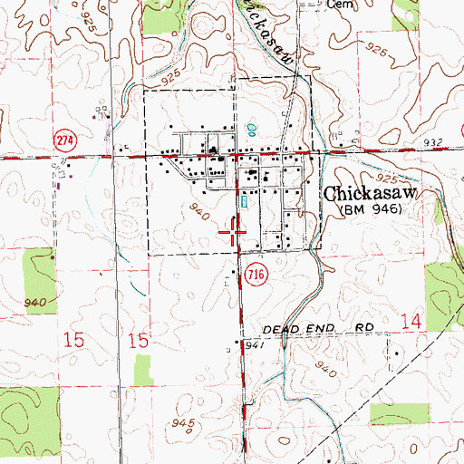 Topographic Map of Chickasaw Fire Department, OH
