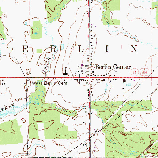 Topographic Map of Berlin Township Fire Department, OH