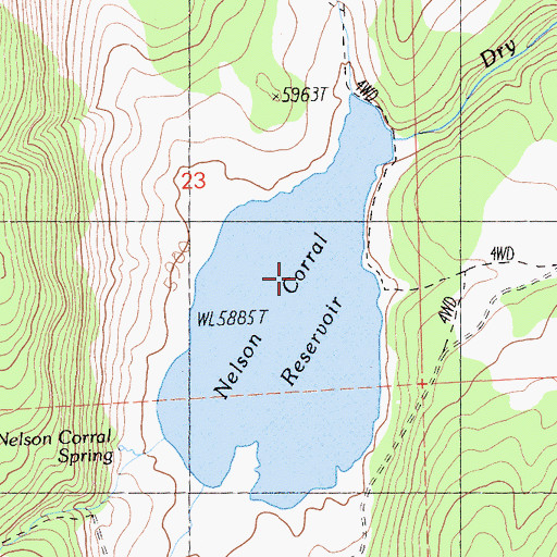Topographic Map of Nelson Corral Reservoir, CA