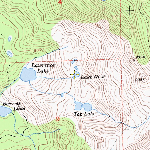 Topographic Map of Lake Number Nine, CA
