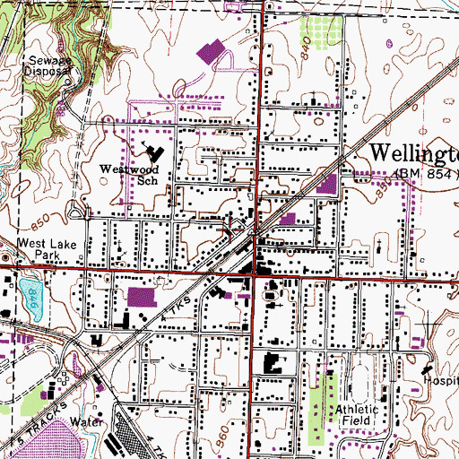 Topographic Map of Wellington Community Fire District, OH