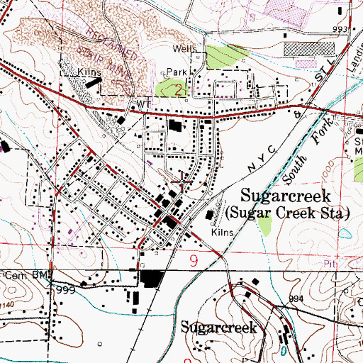 Topographic Map of Sugarcreek Fire Department, OH