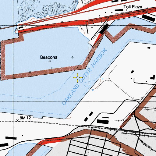 Topographic Map of Oakland Outer Harbor, CA