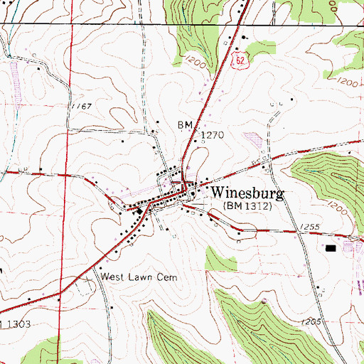 Topographic Map of Paint Township Volunteer Fire and Emergency Medical Services Department, OH