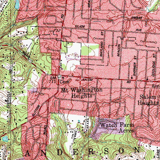 Topographic Map of Anderson Township Fire Department Station 10, OH