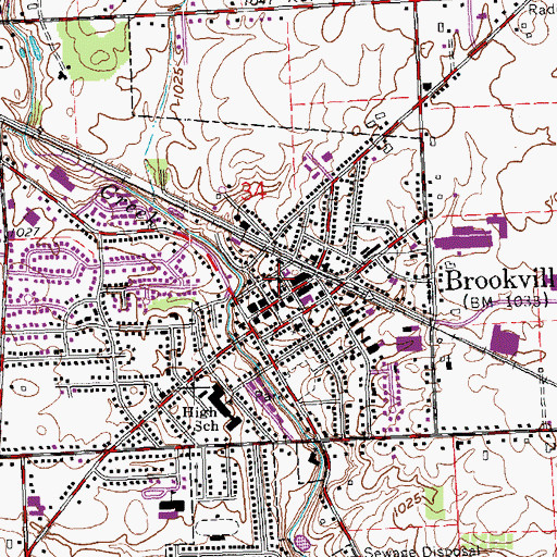 Topographic Map of Brookville Fire Department Station 1, OH