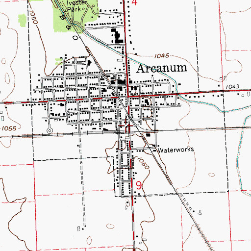 Topographic Map of Arcanum Volunteer Fire Department, OH