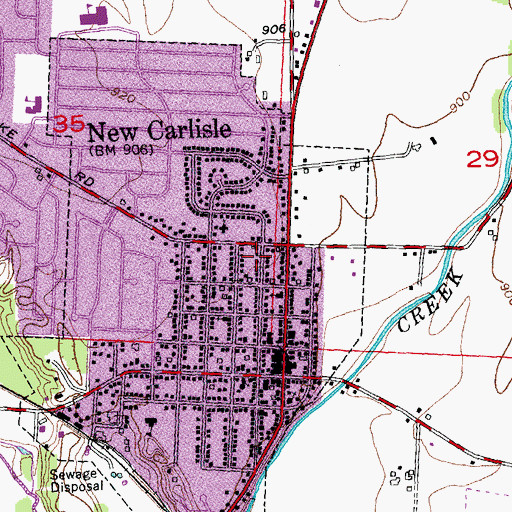 Topographic Map of New Carlisle Fire Division, OH