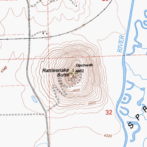 Topographic Map of Rattlesnake Butte, CA