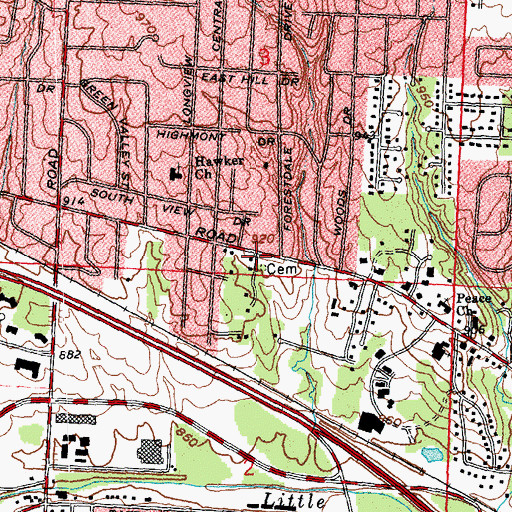 Topographic Map of Beavercreek Township Fire and Emergency Medical Services Station 62, OH