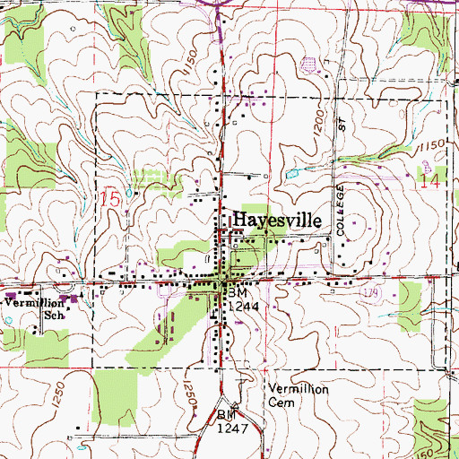 Topographic Map of Hayesville Vermillion Fire Department, OH