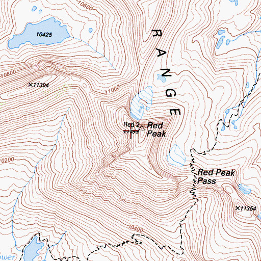Topographic Map of Red Peak, CA