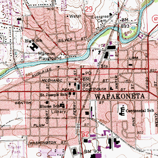 Topographic Map of Wapakoneta Fire Department, OH