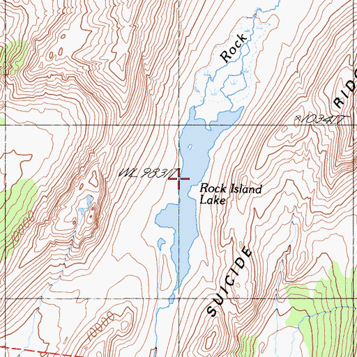 Topographic Map of Rock Island Lake, CA