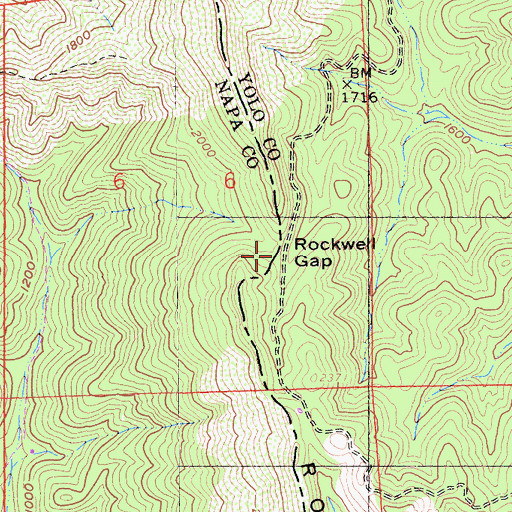 Topographic Map of Rockwell Gap, CA