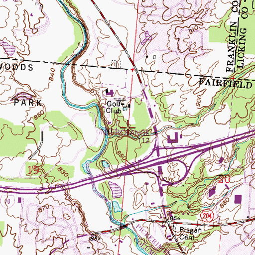 Topographic Map of Violet Township Fire Department Station 593, OH