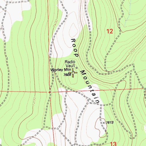 Topographic Map of Roop Mountain, CA