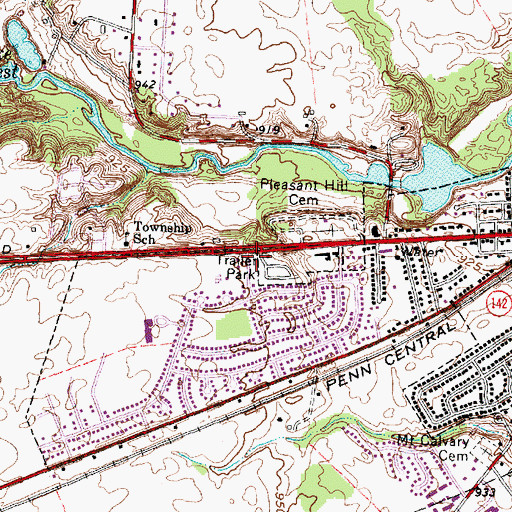 Topographic Map of Jefferson Township Fire and Emergency Medical Services Department, OH