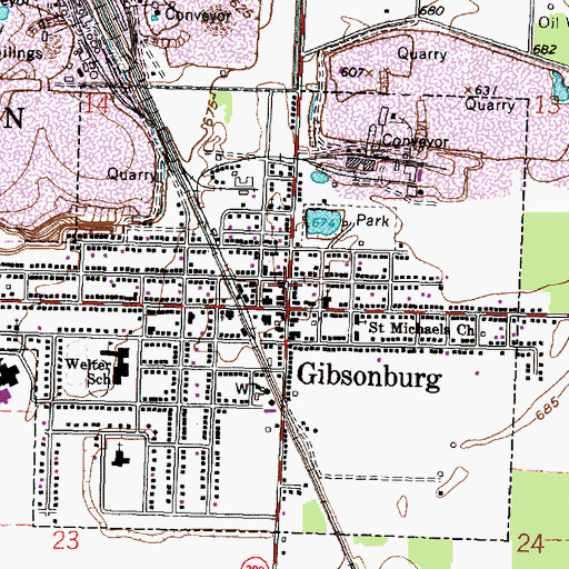 Topographic Map of Gibsonburg - Madison Township Volunteer Fire Department, OH