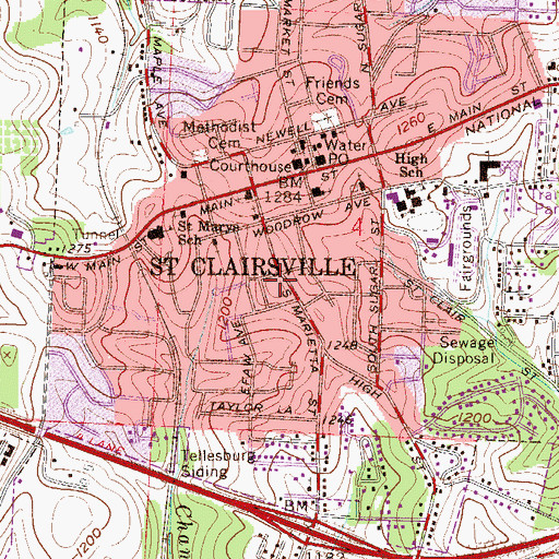 Topographic Map of Belmont County Fire Station 23 Cumberland Trail Fire and Emergency Medical Services Station 1, OH