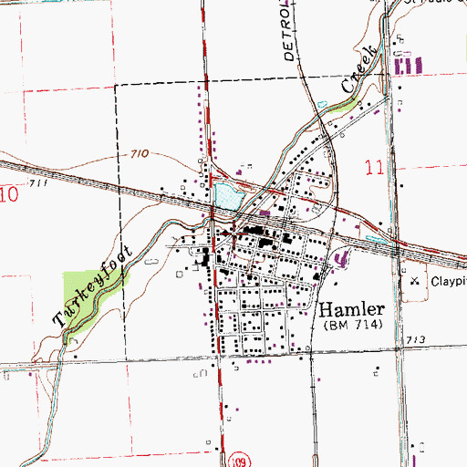 Topographic Map of Henry County South Joint Ambulance District Hamler Emergency Medical Services, OH