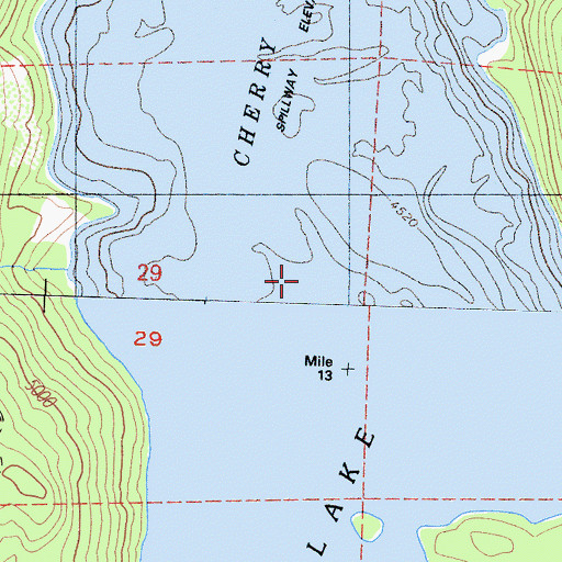 Topographic Map of Cherry Lake, CA