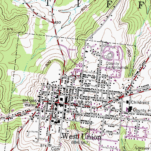 Topographic Map of West Union Volunteer Life Squad, OH