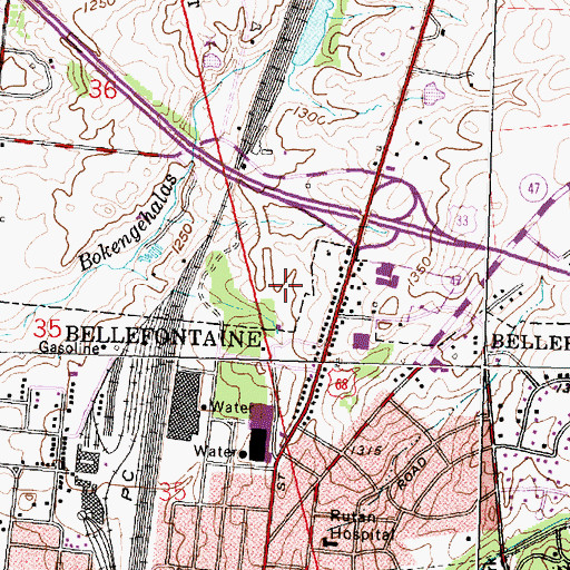 Topographic Map of Robinaugh Emergency Medical Services, OH