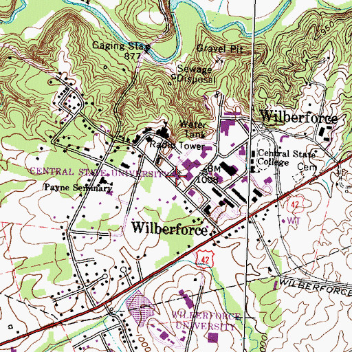 Topographic Map of Central State University Emergency Medical Services, OH
