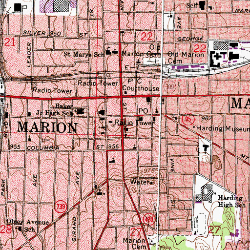 Topographic Map of Rural / Metro Corporation, OH