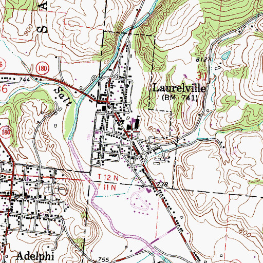 Topographic Map of Hocking County Emergency Medical Services Laurelville, OH
