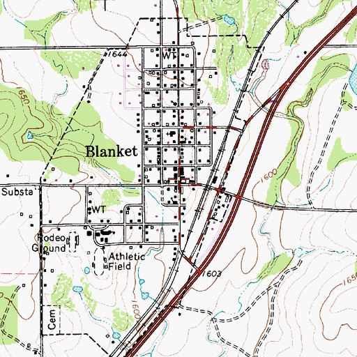 Topographic Map of Blanket Volunteer Fire Department, TX